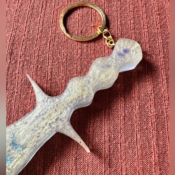 Pretty handmade witchy moon phases thistle and moss resin dagger keychain 💜🗡️ - Picture 9 of 10